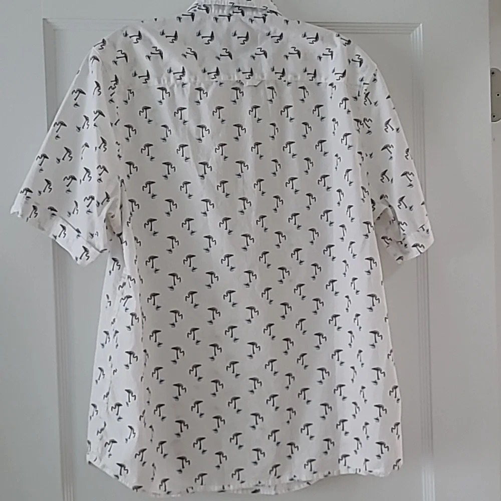 Threadwave Shirt Men's Flamingos Short Sleeve Button-Down, M